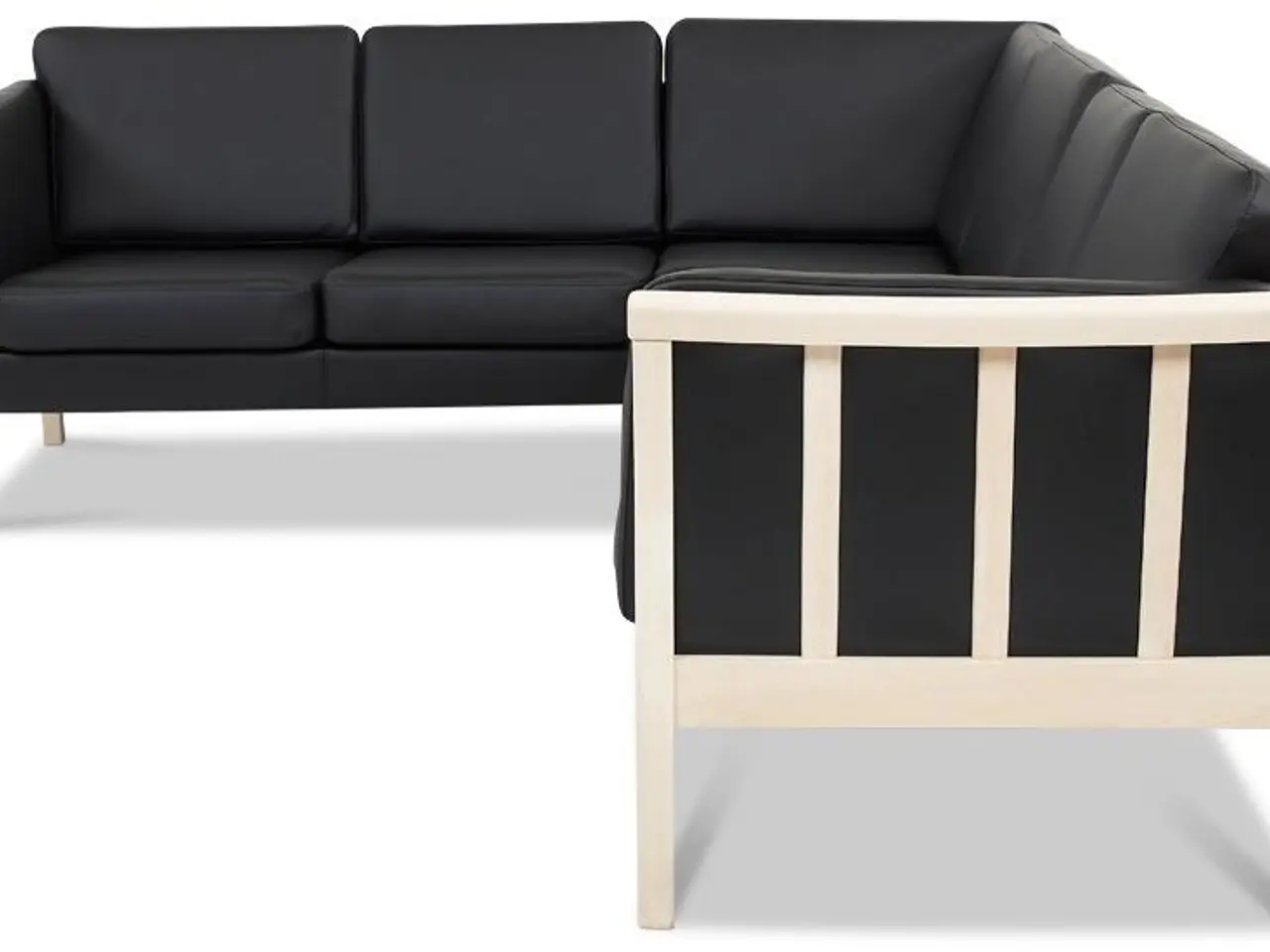 Billede 3 - Dragør vendbar tremmesofa hjørnesofa - sort bonded læder