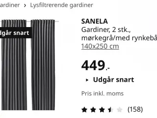 8 stk velour grå gardiner