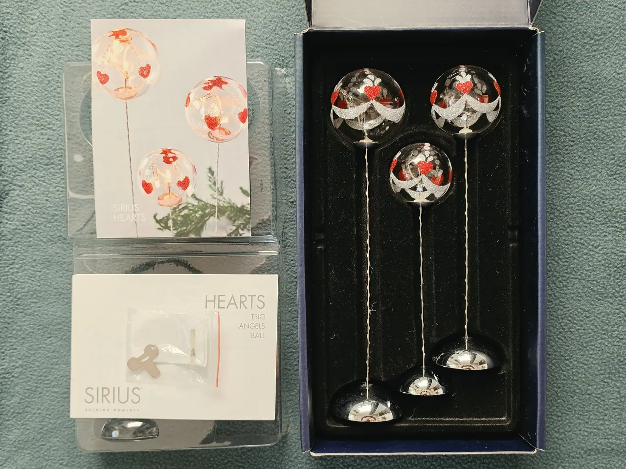 Billede 3 - Sirius Hearts – 3 LED-glaskugler på fod, i original æske