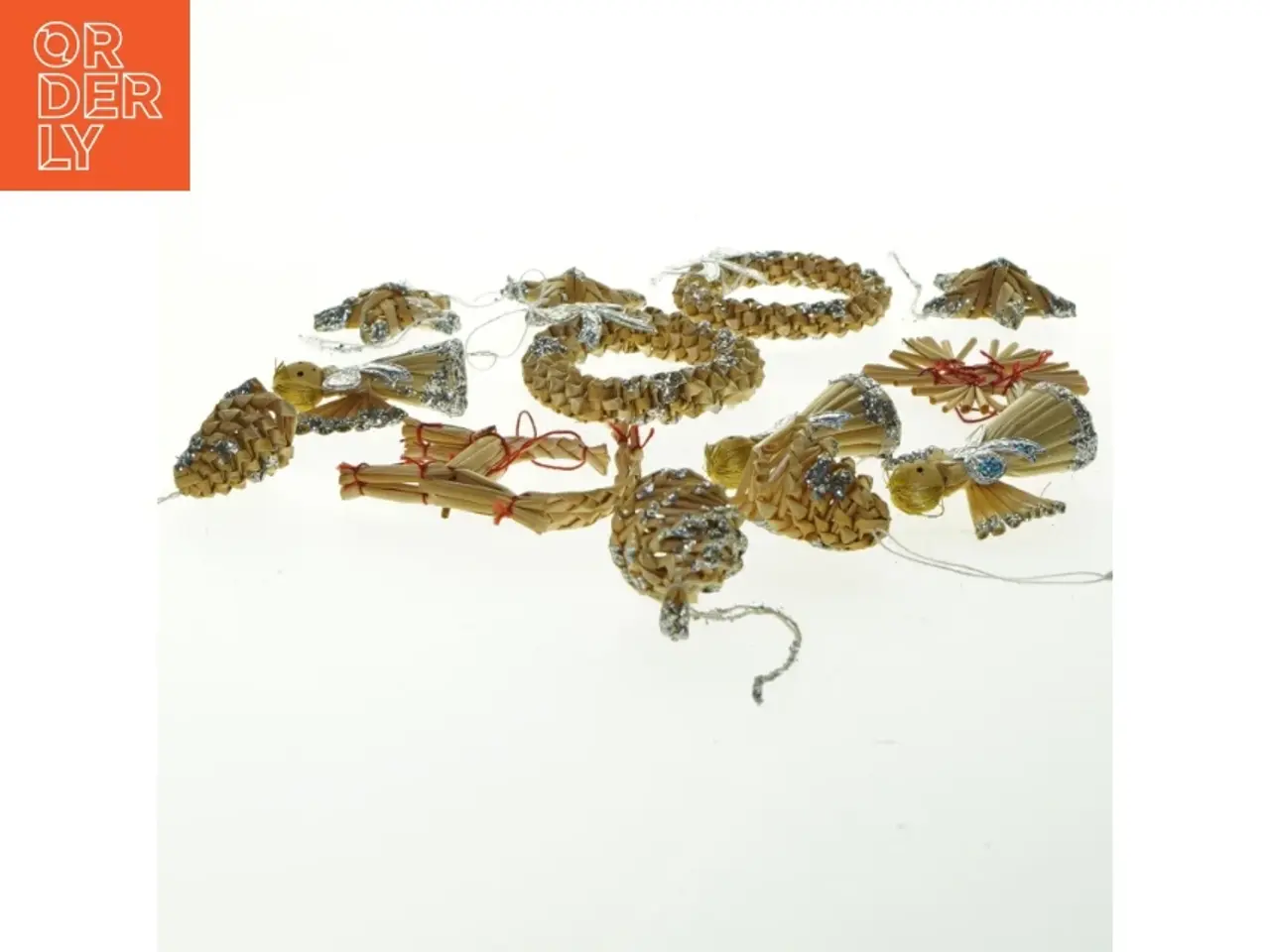 Billede 2 - Julepynt i halm og glimmer (str. 7x7 cm)