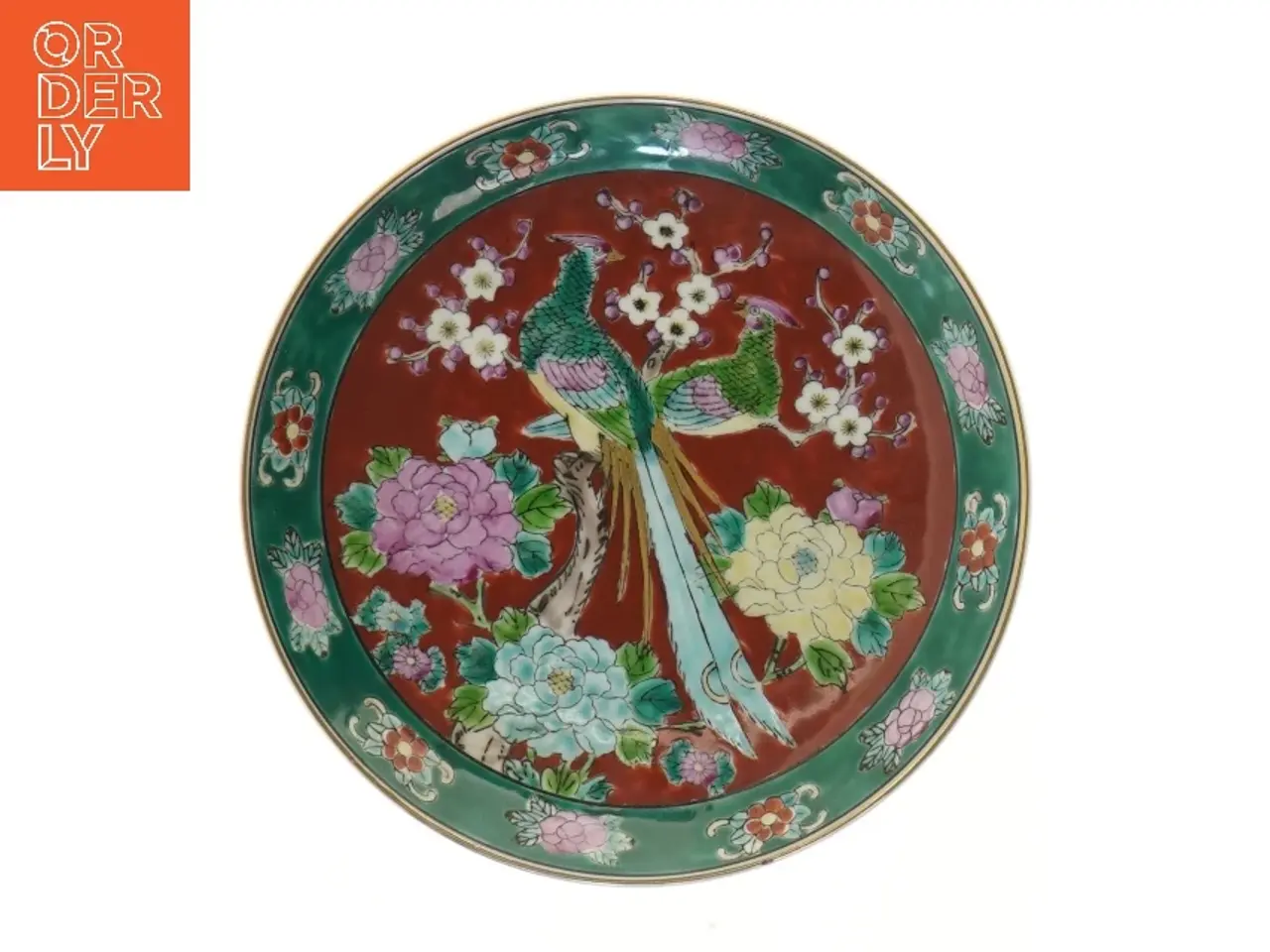 Billede 1 - Dekorativ tallerken med fuglemotiv (str. Ø 21,5 cm)