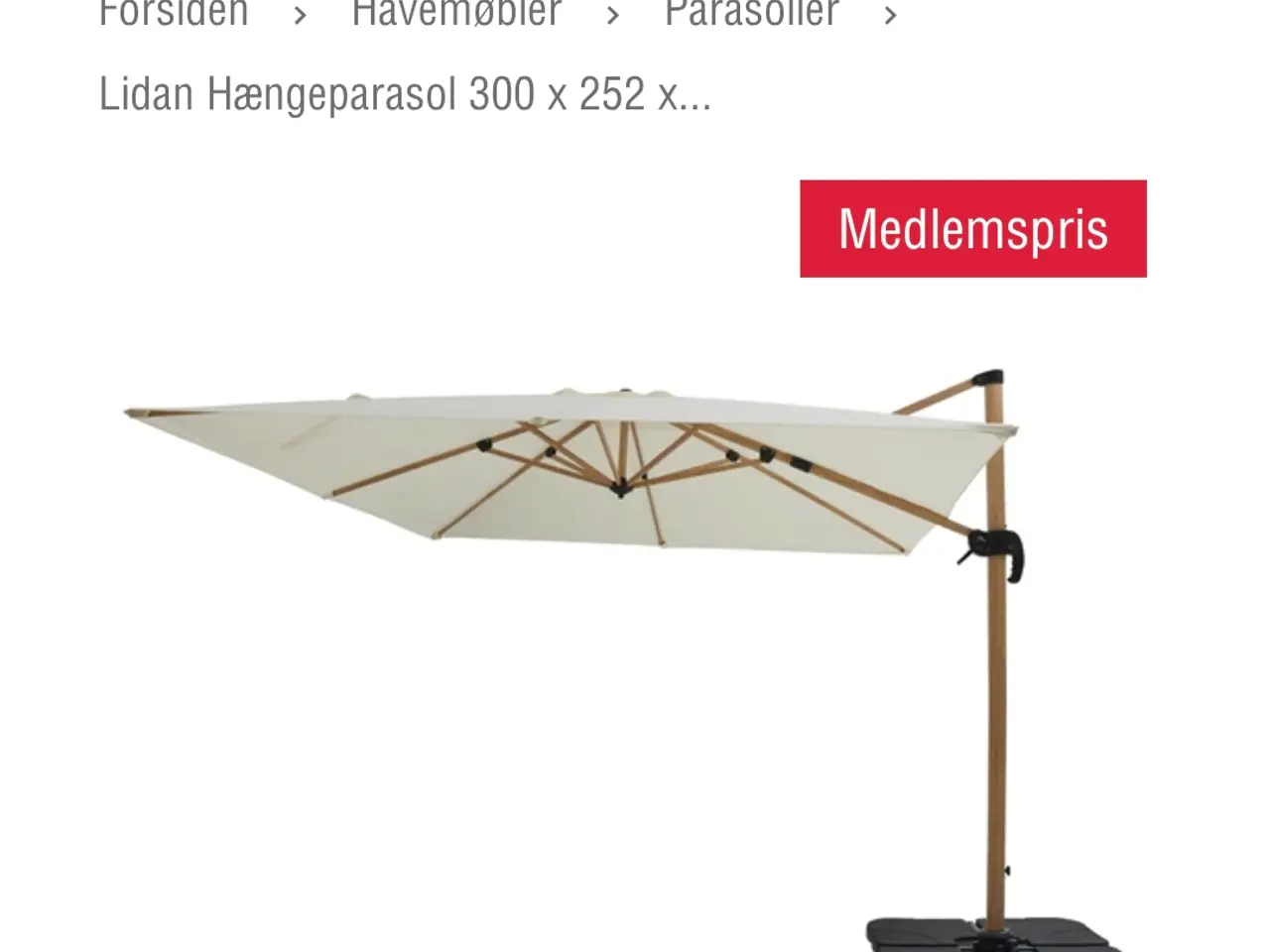 Billede 1 - Hængeparasol m. Fod