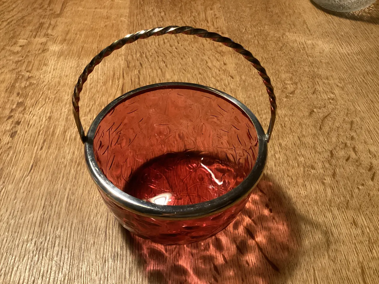Billede 2 - Kandis skål glas Rosarød mønstret