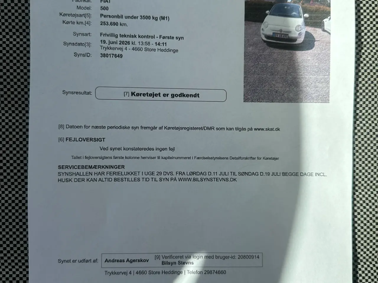 Billede 11 - Fiat 500 1,2 benzin - panorama tag - nysynet