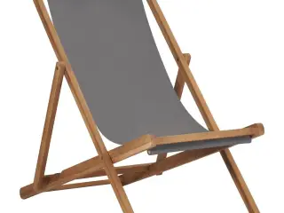 Foldbar strandstol massivt teaktræ grå