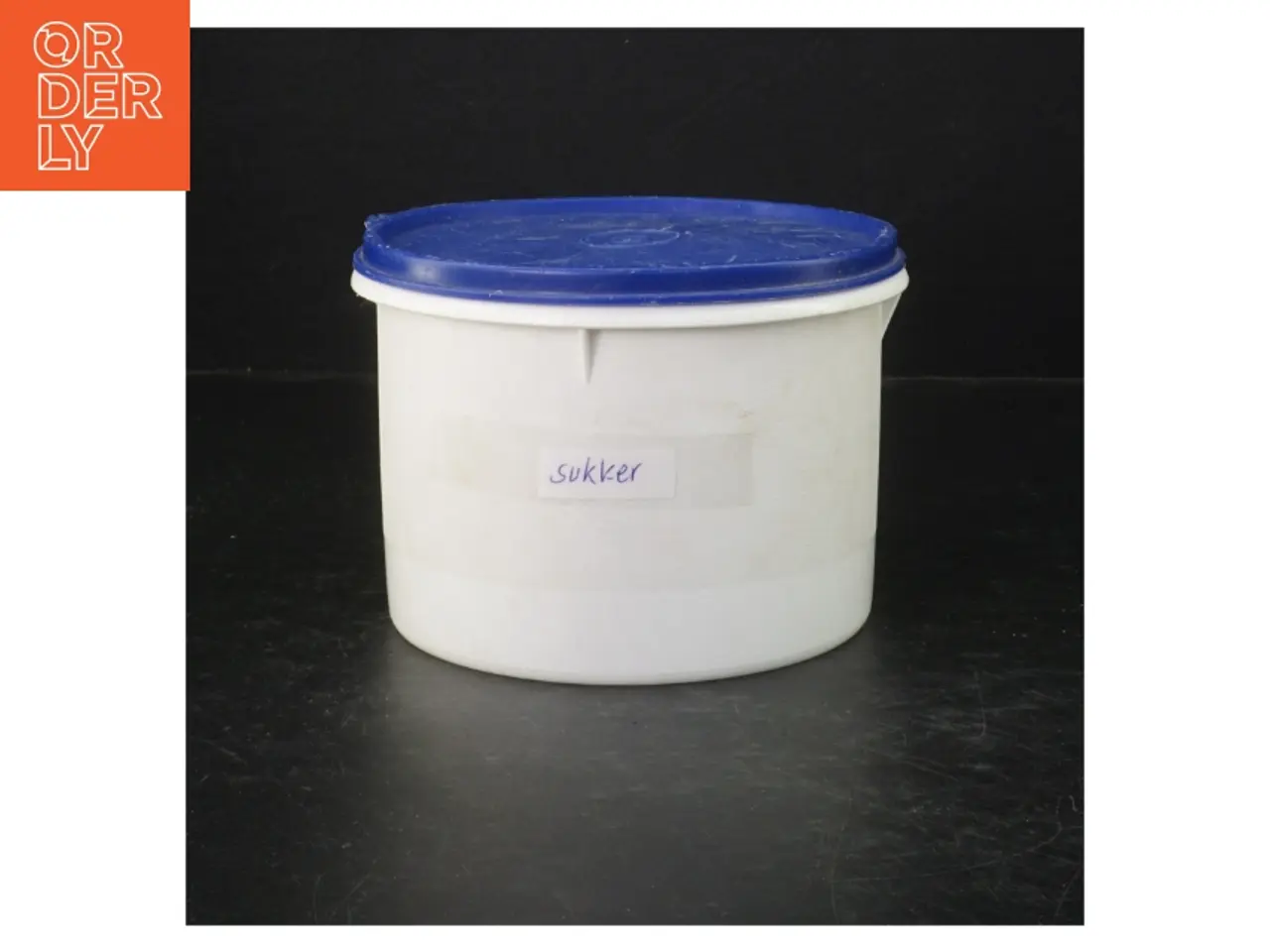 Billede 1 - Tupperware sukkerbeholder med blåt låg fra Tupperware (str. Ø. 15 cm)