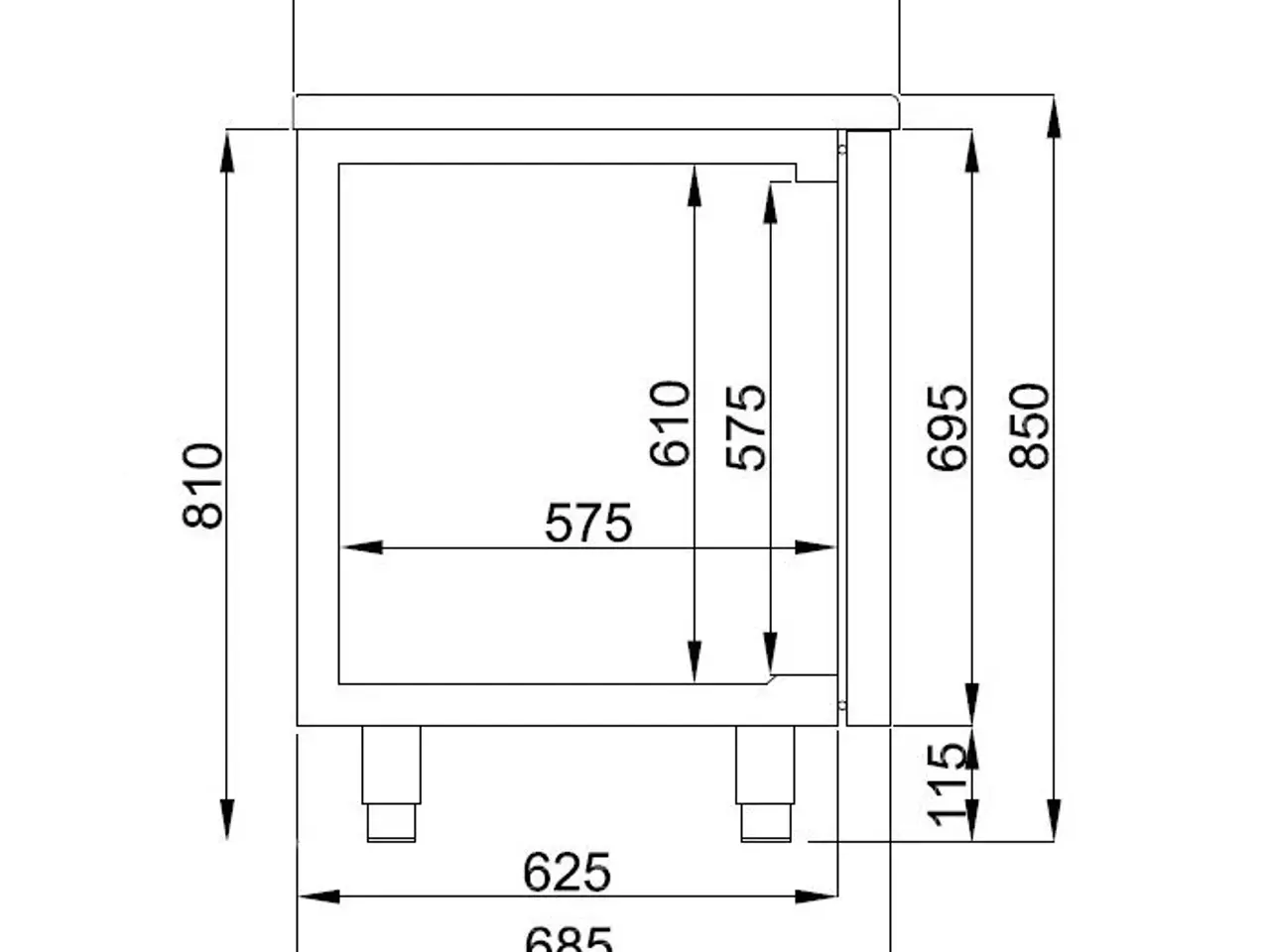 Billede 3 -  Frysebord med 2 døre – B1300 x D700 x H850 mm