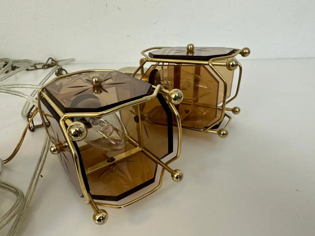 Billede 8 - 2 stk retro pendler i messing / glas