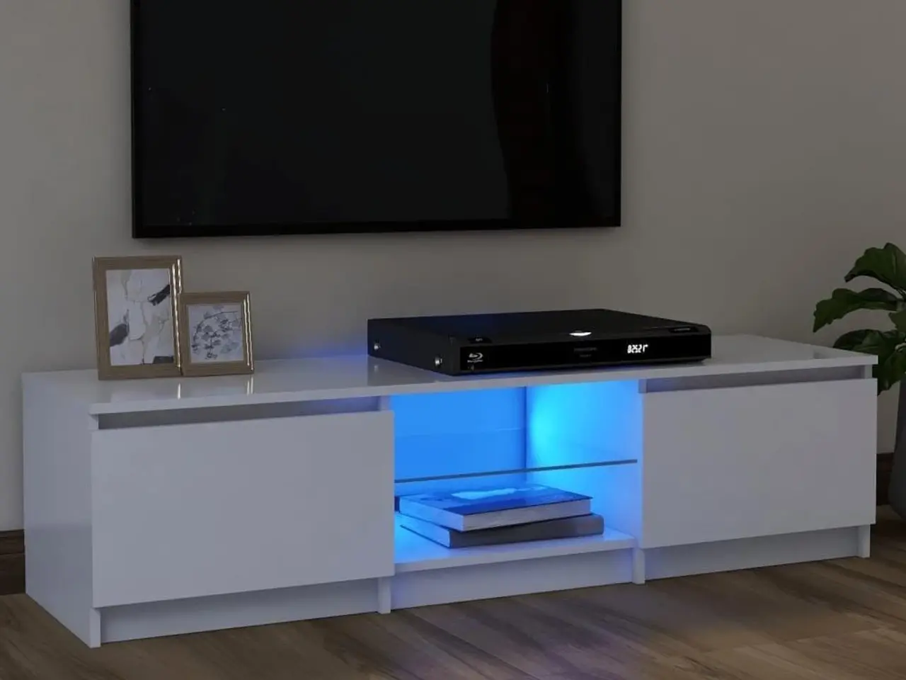 Billede 1 - Tv-skab med LED-lys 120x30x36 cm hvid