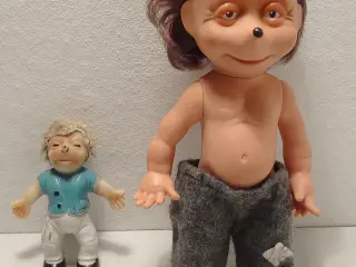 2 stk Mecki pindsvinedukker i gummi. Ca 1970