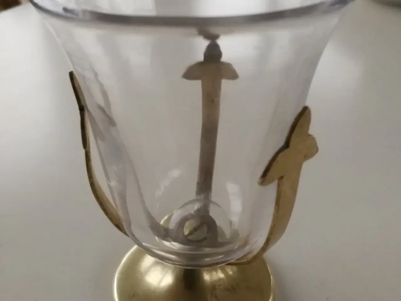 Billede 1 - Art Nouveau/ Art Déco Opsats i Messing og Glas