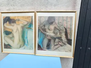 Flotte guldindrammet ældre plakater