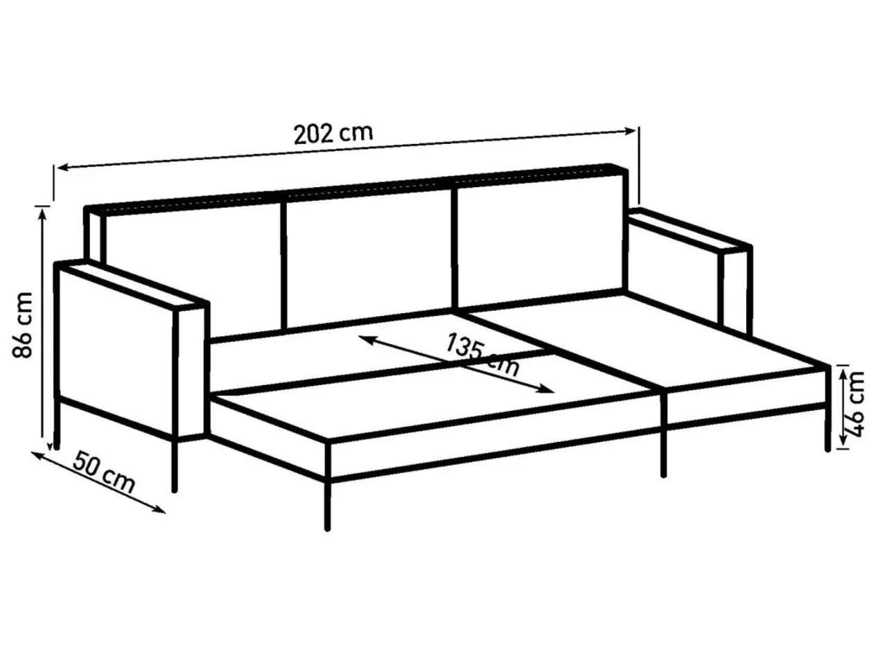 Billede 4 - Sovesofa med chaiselong