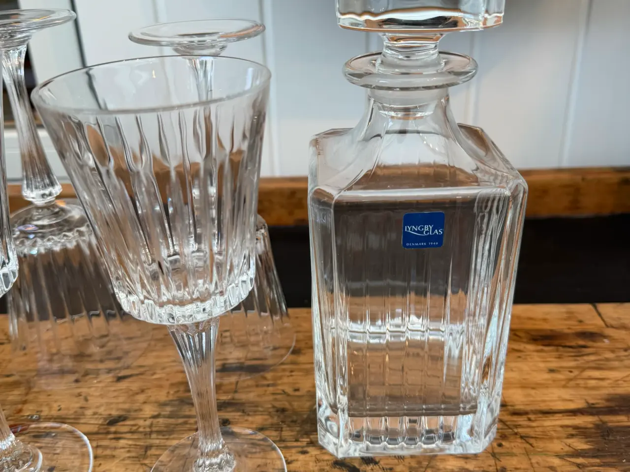 Billede 2 - Lyngby Glas karaffelsæt med vinglas, klar krystal