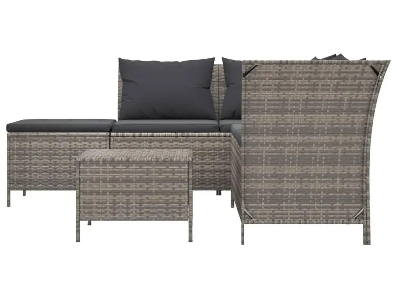Billede 4 - Loungesæt til haven 4 dele med hynder polyrattan grå