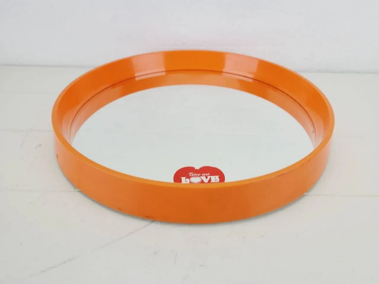 Billede 3 - Rundt retro spejl i orange - Made in Denmark