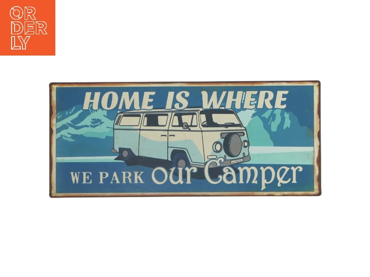 Billede 1 - Retro metalskilt med campermotiv fra LaFinesse (str. 30,5x13 cm)