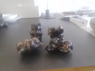 Sæt med 4 brune Royal Copenhagen bjørne.