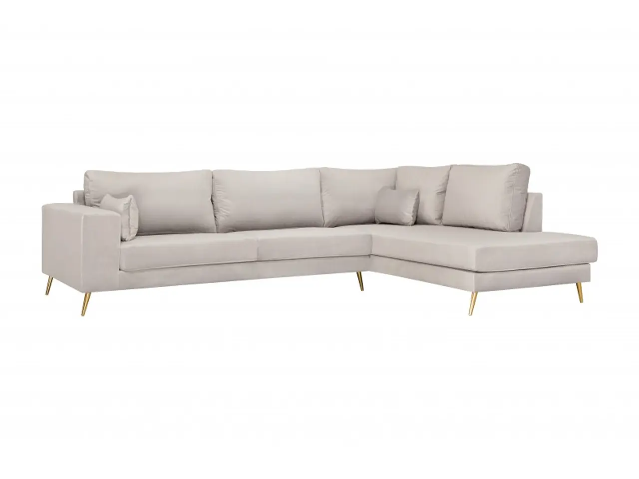 Billede 2 - PARIS Hjørnesofa med guldfarvet ben Højrevendt - Beige velour Riviera 82