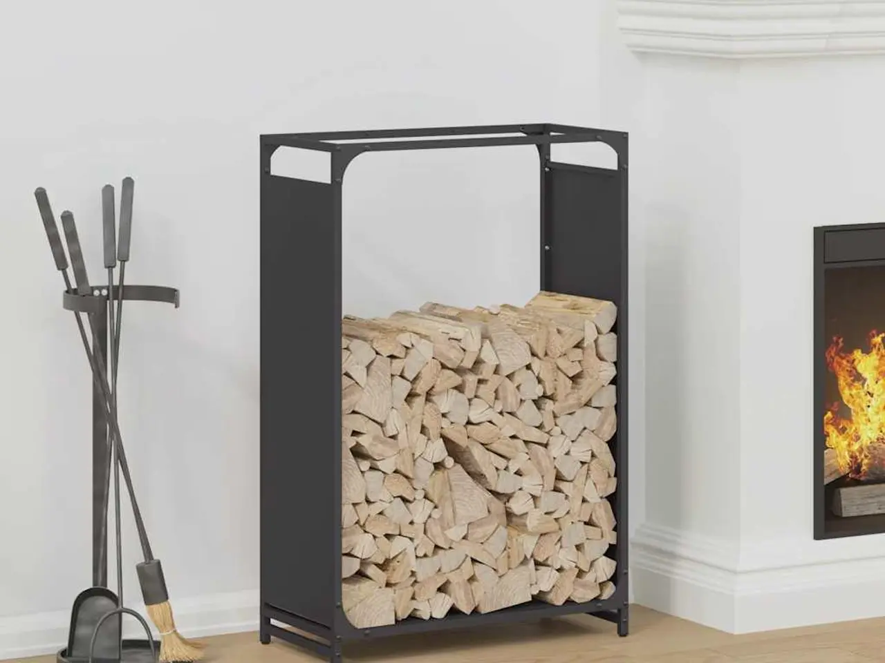 Billede 1 - Brændestativ 60 × 28 × 90 cm - koldvalset stål, sort