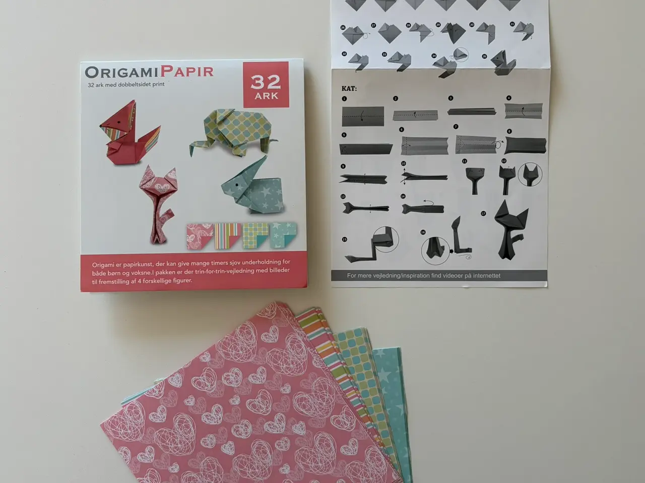 Billede 2 - Origami papir, dobbeltsidet print - 31 stk. 15x15