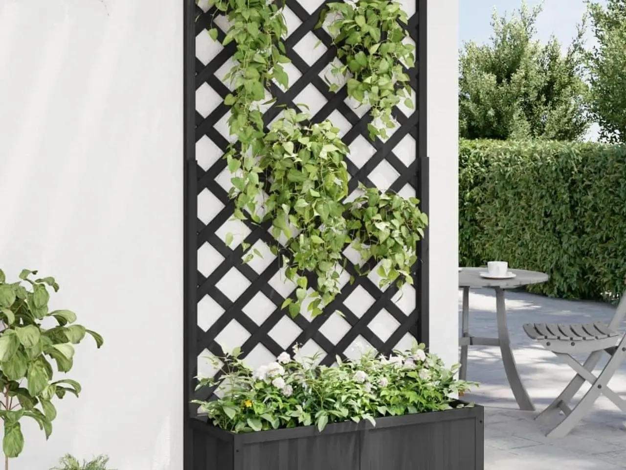 Billede 1 - Plantekasse med espalier - sort 90 x 35 x 180 cm