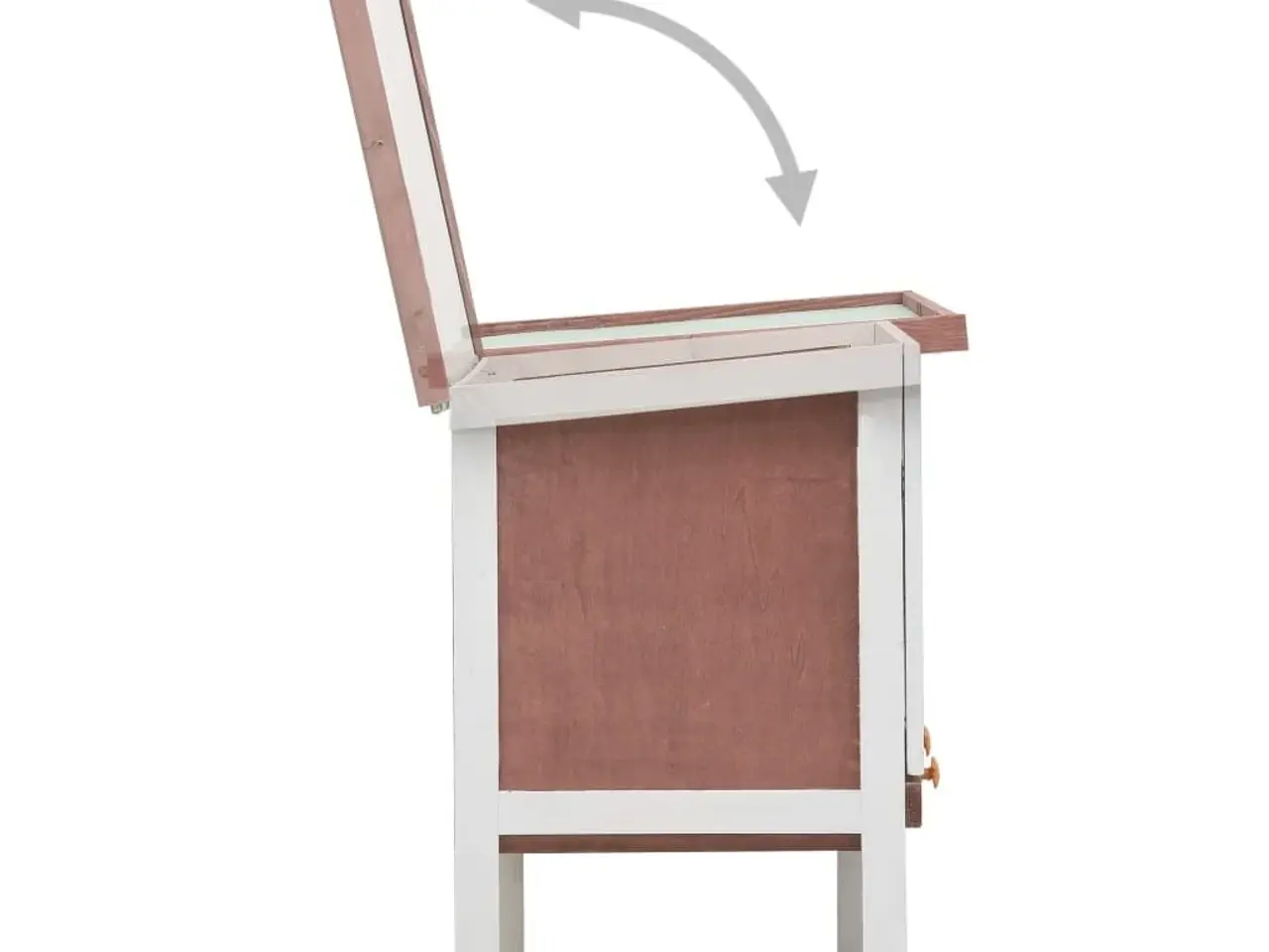 Billede 4 - Udendørs kaninbur i træ - brun og hvid, 90 x 45 x 65 cm