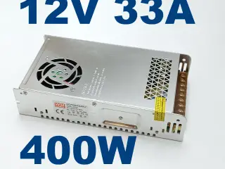 NY! 12V 33A 400W Modulær Strømforsyning + Blæser
