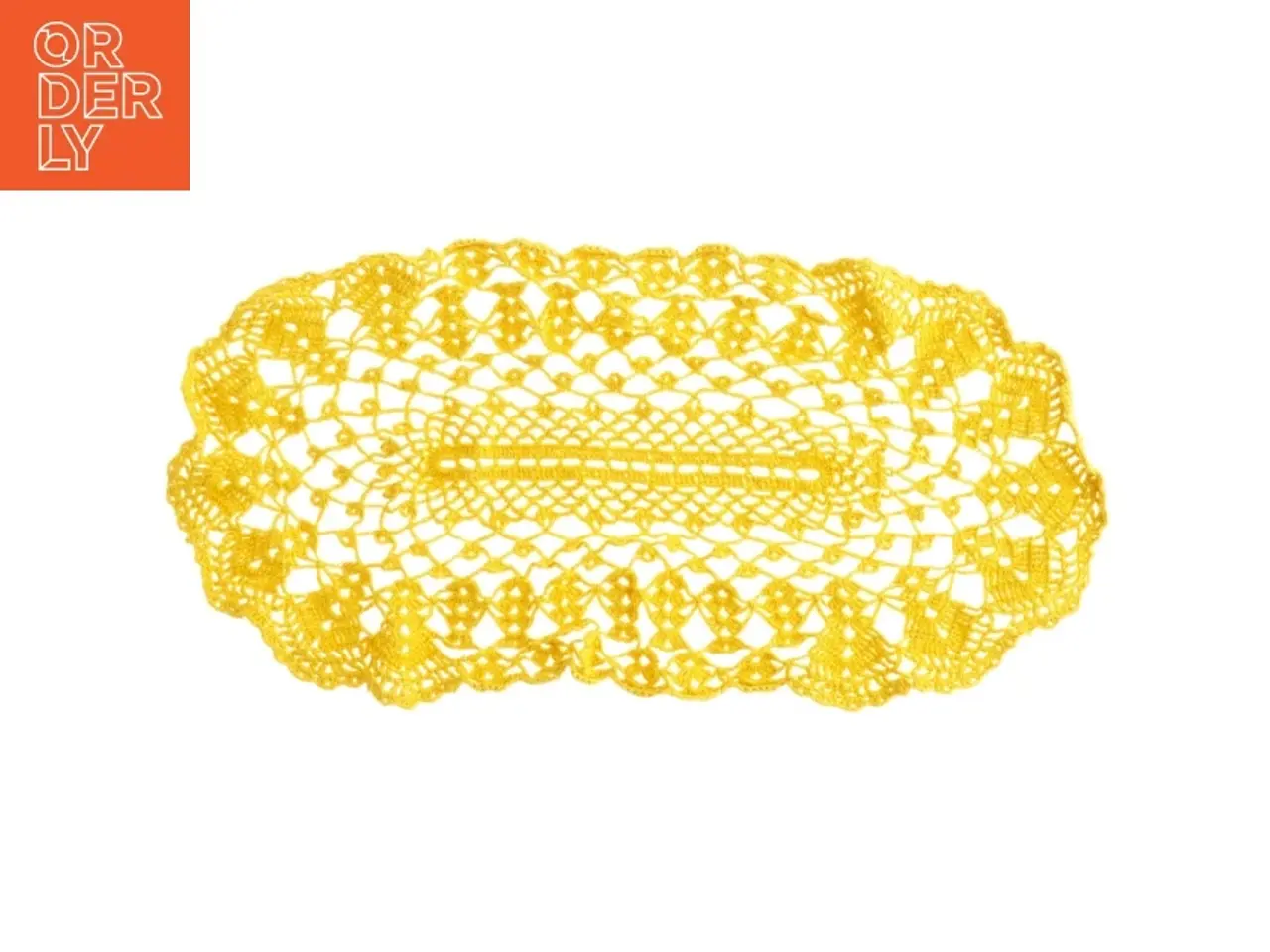 Billede 1 - Gul hæklet borddug (str. 53 x 26 cm)