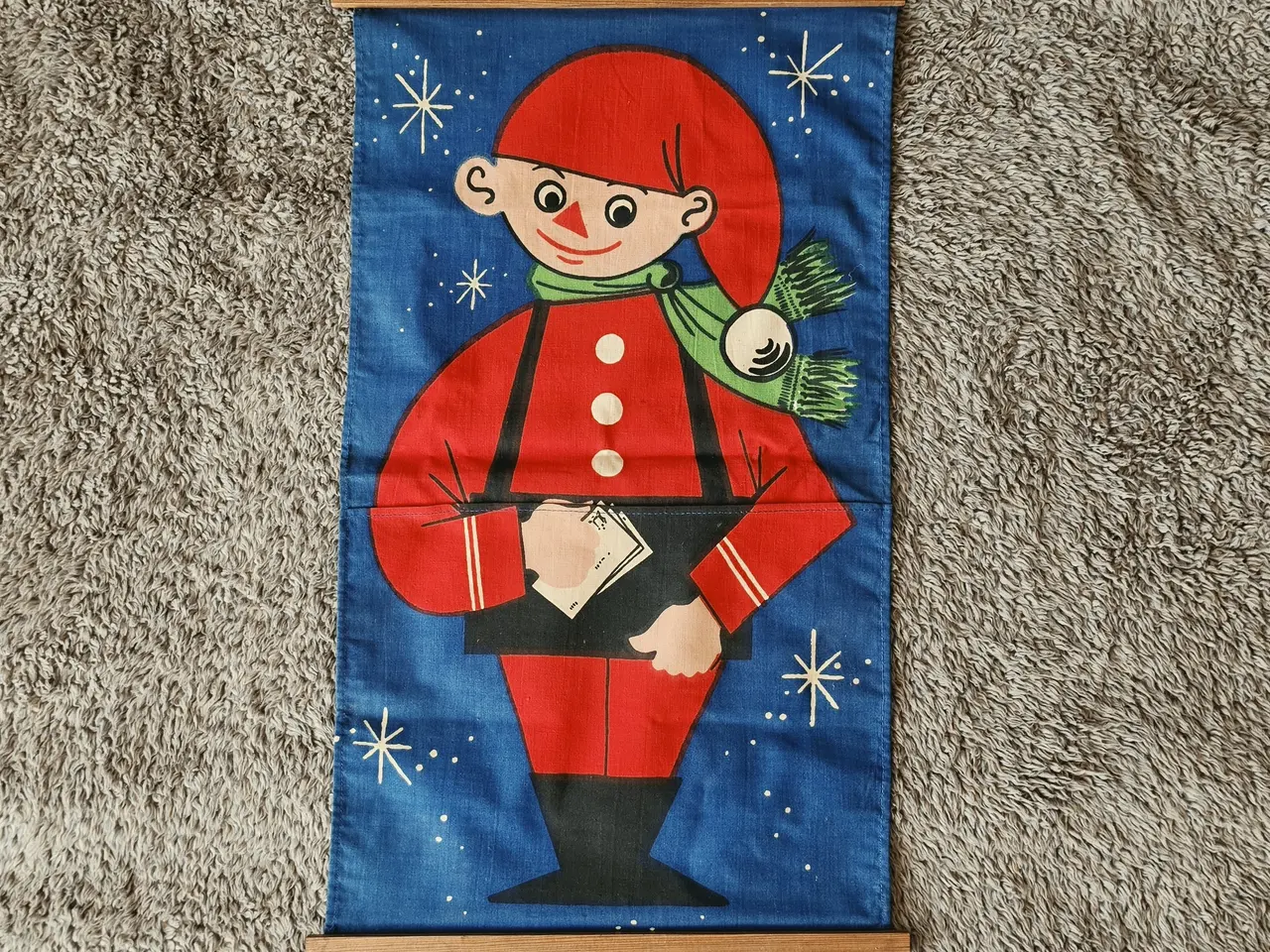 Billede 1 - Retro vægophæng med nisse, til julekort