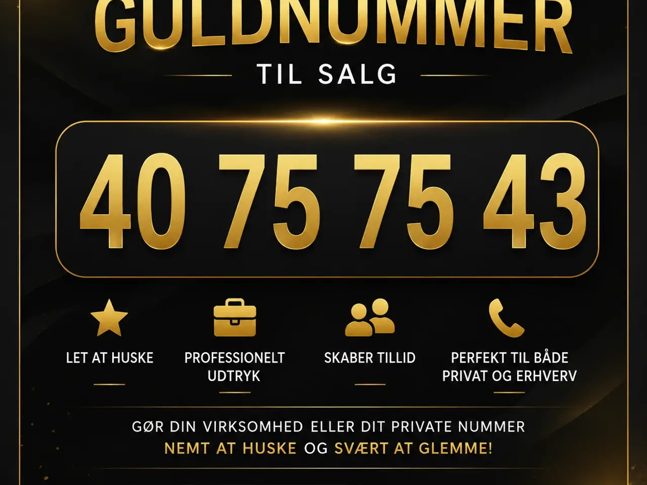 Billede 1 - Guldnummer sælges: 40 75 75 43