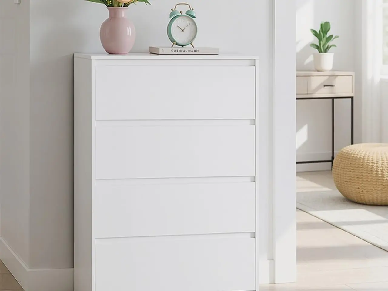 Billede 4 - Kommode med 4 skuffer - hvid, 40 x 60 x 97,4 cm