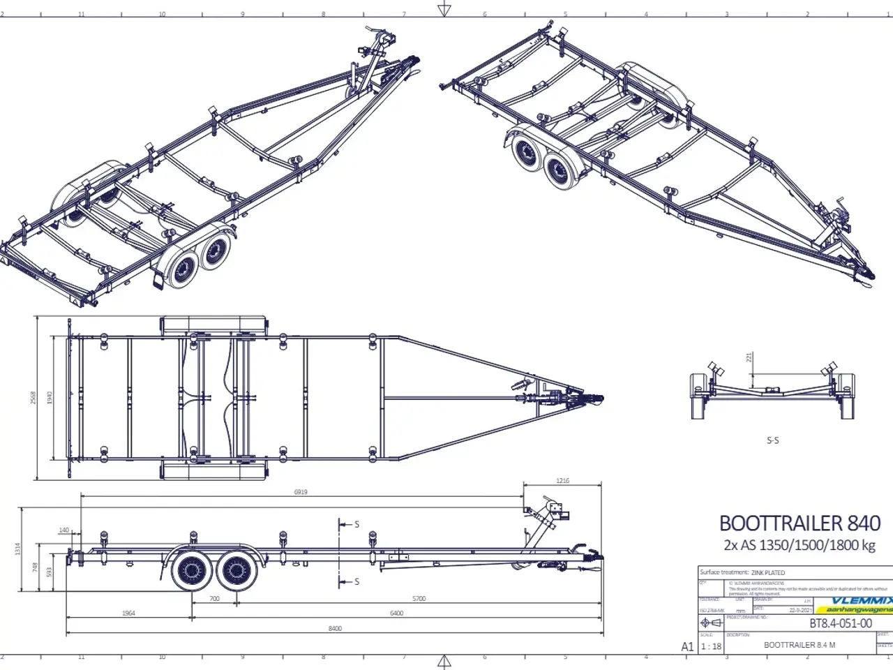 Billede 3 - Vlemmix Bådtrailer 840x250 2700 Flex-Roll