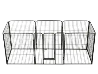 Løbegård til hunde 8 paneler stål 80 x 100 sort