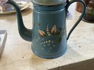 Blå Kaffekande m. Blomster
