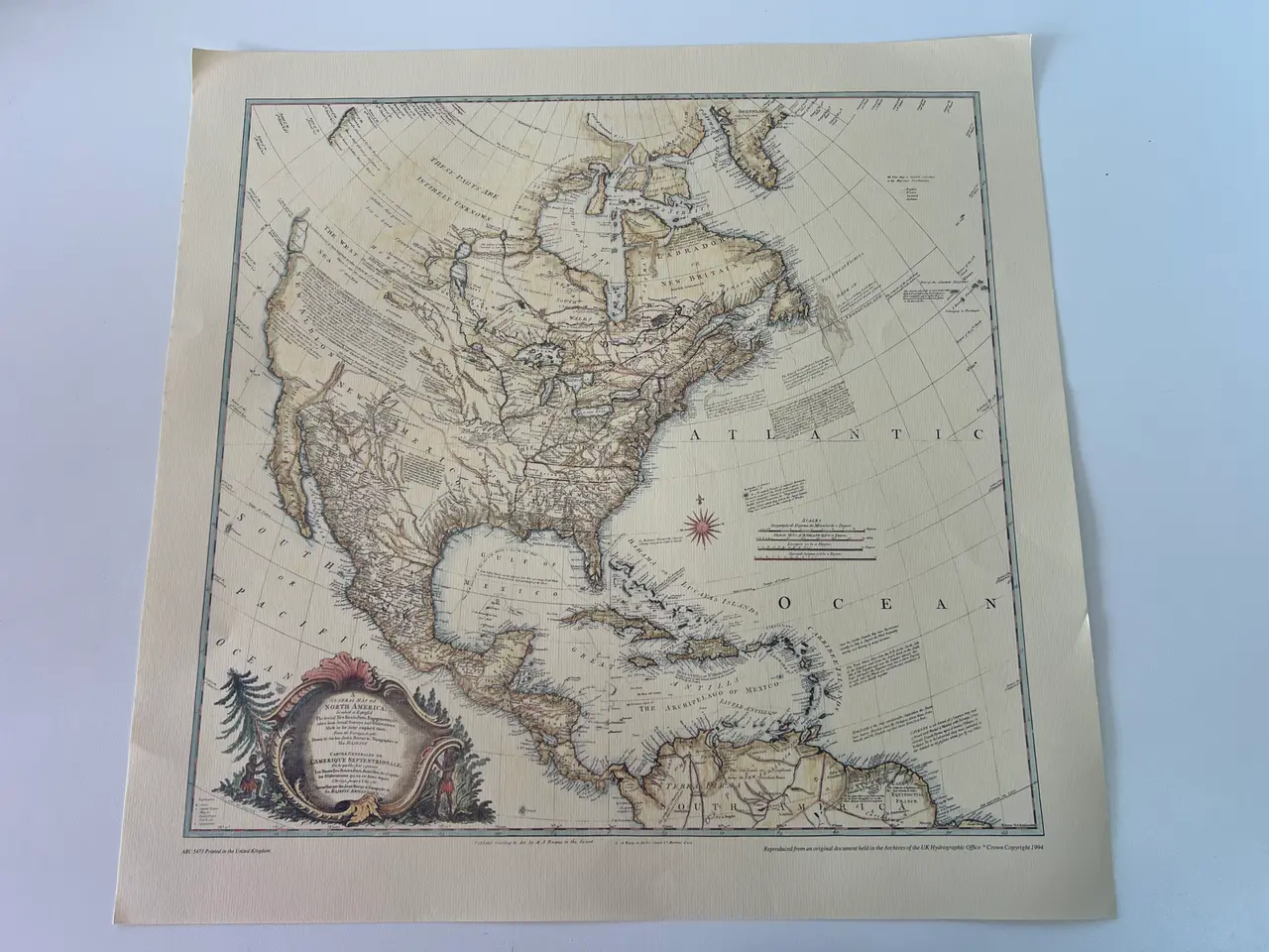 Billede 1 - Genoptrykt Kort over Nordamerika år 1762.