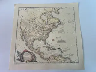 Genoptrykt Kort over Nordamerika år 1762.