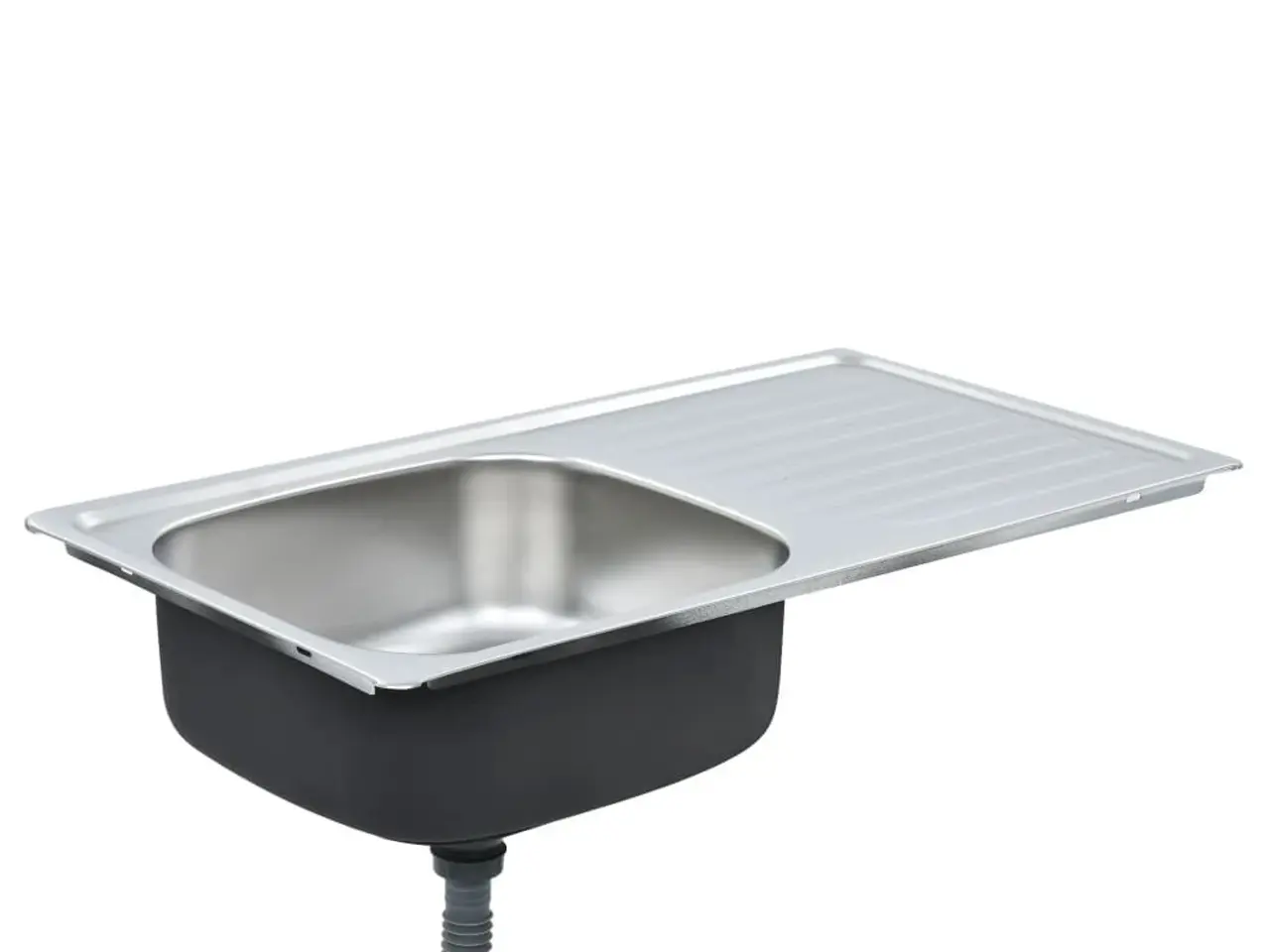 Billede 4 - Køkkenvask i rustfrit stål med drypbakke, strainer og vandlås - 75 × 40 cm