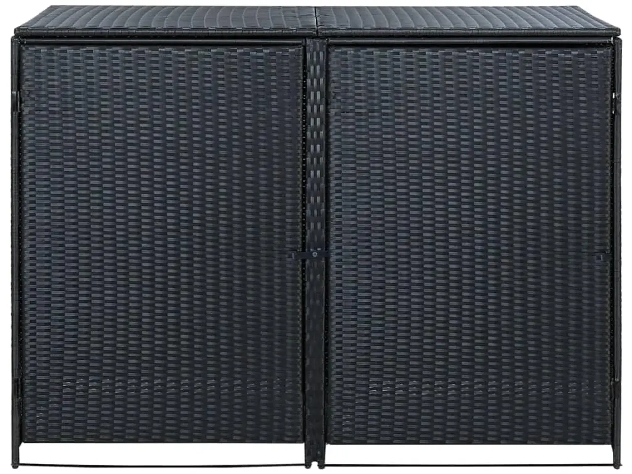 Billede 2 - Dobbelt skraldespandsskjuler i sort polyrattan - 148 × 80 × 111 cm