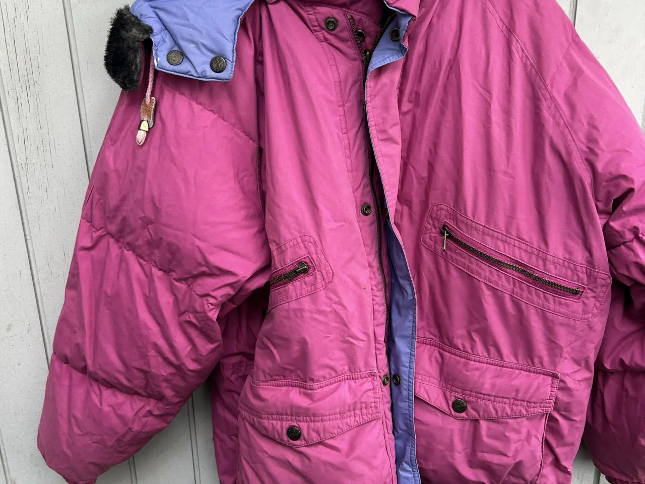 Billede 2 - Vendbar dynejakke i blå og pink
