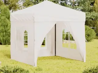 Foldbart festtelt med sidevægge 2x2 m hvid