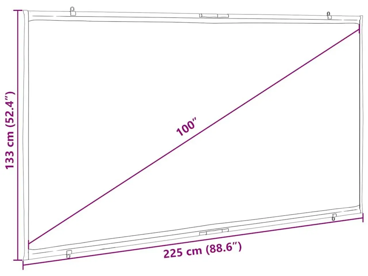 Billede 7 - Væghængt projektionslærred 100" 16:9 - mat hvid
