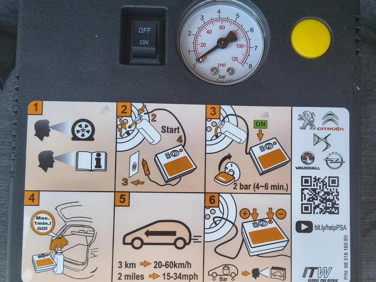 Billede 1 - MINI KOMPRESSOR 12V-15A-180W, GLOBAL TIRE REPAIR