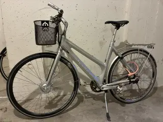 Damecykel sølvfarvet, Citybike, 7 gearet