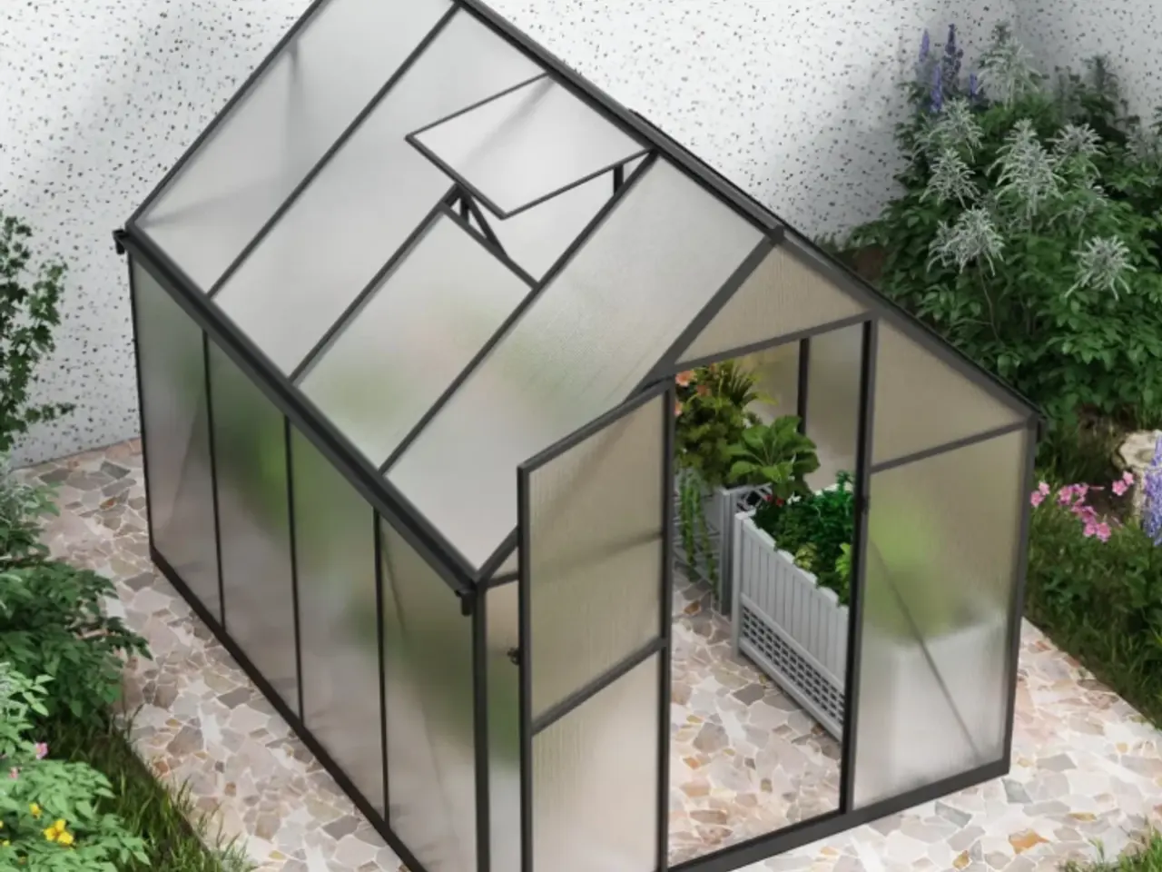 Billede 2 - Drivhus Essential Smal Sort 225 cm - Polycarbonat