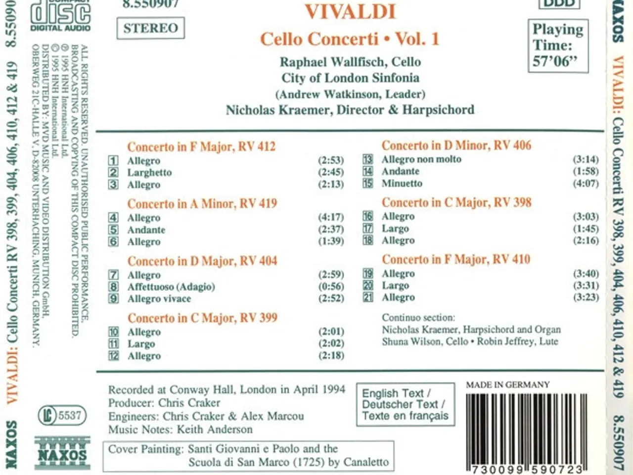 Billede 2 - Vivaldi* – Cello Concerti Vol. 1 – CD