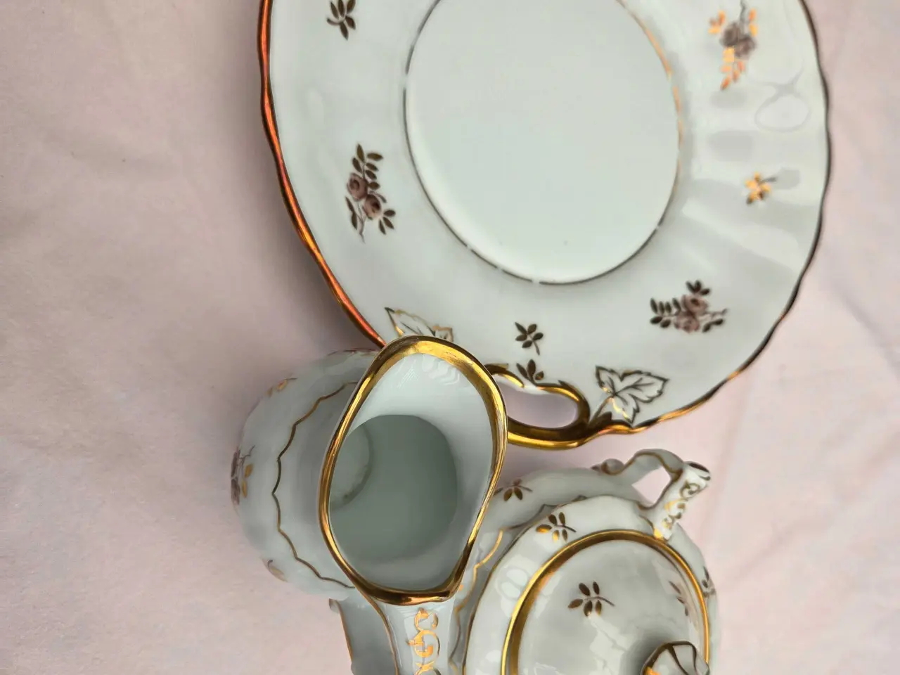 Billede 8 - K.P.M.  6 pers. Kaffestel Brun Rose.