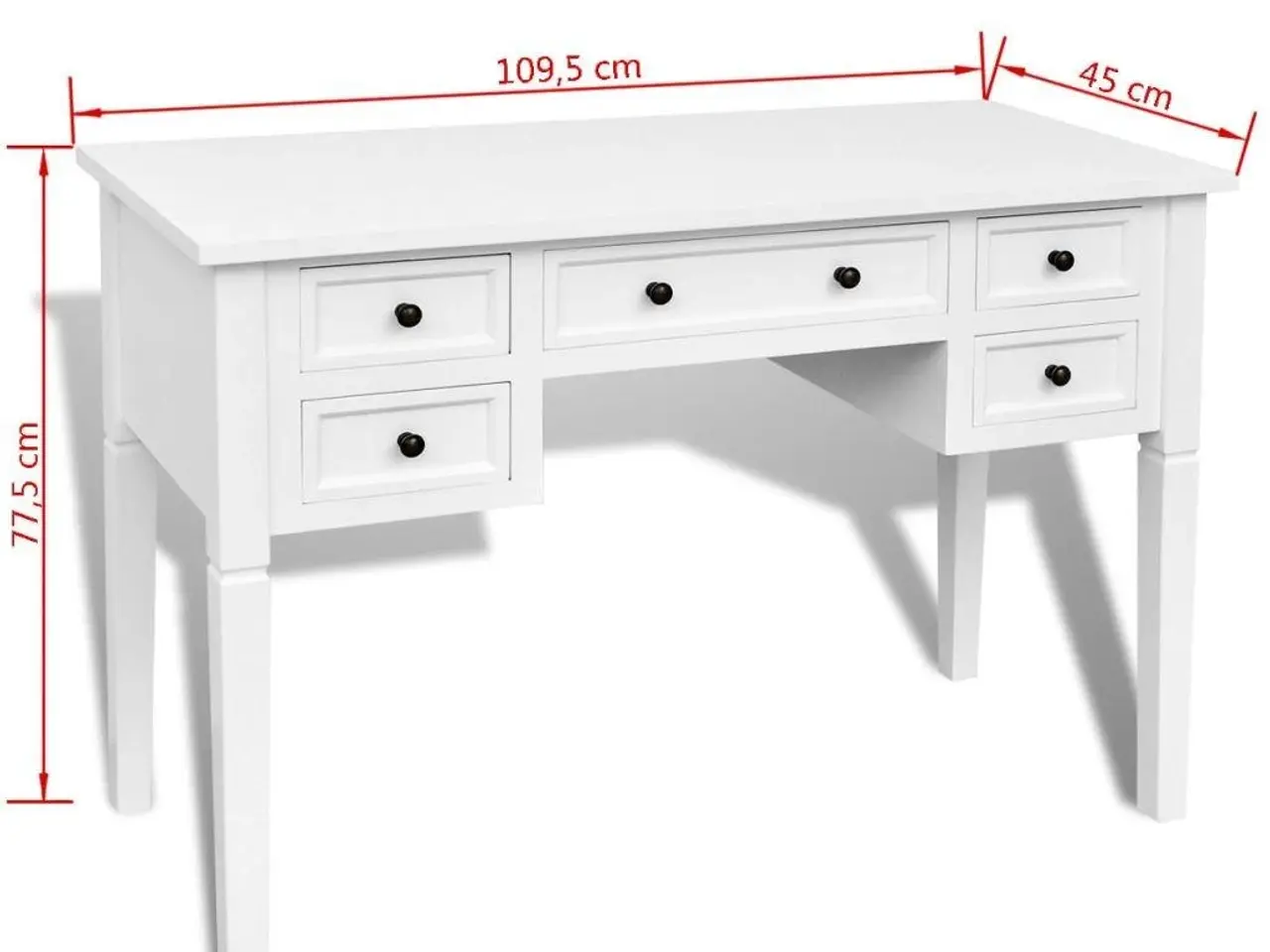 Billede 6 - Skrivebord med 5 skuffer - hvid