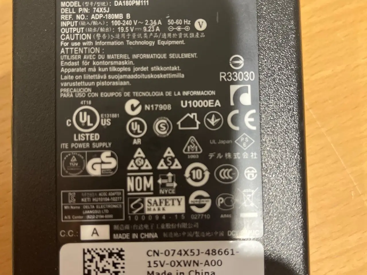 Billede 2 - Original Dell 180W slim oplader DA180PM111