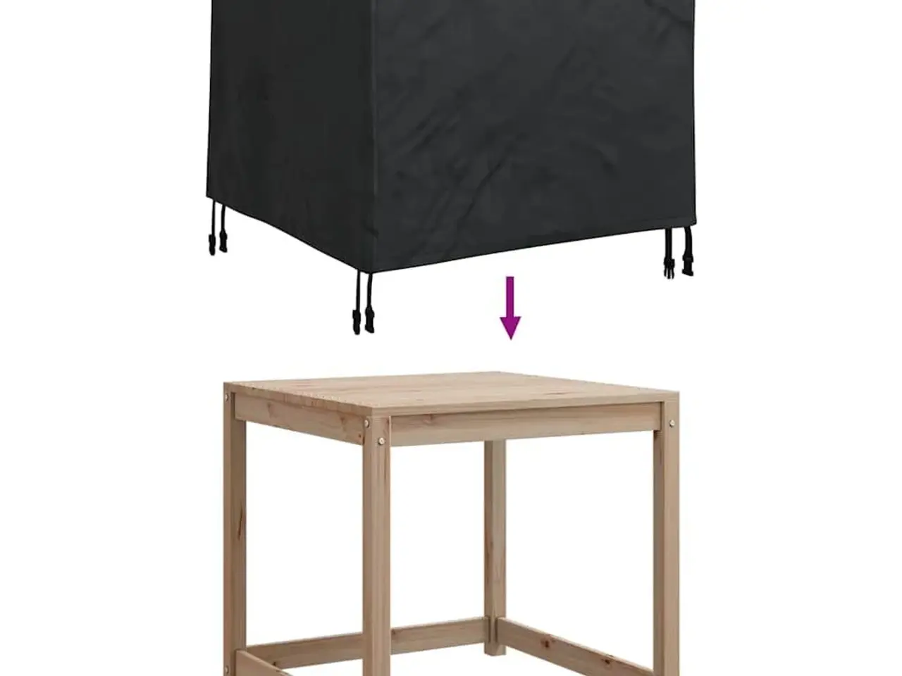 Billede 8 - Udendørs møbelovertræk Sort 74 x 74 x 60 cm 420D Oxford Stof